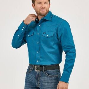 NWT Wrangler Cowboy Cut Work Western Shirt Pearl Snap Long Sleeve L